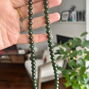 Green Nephrite Jade Beaded Necklace